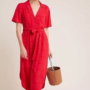Anthropologie | Maeve Aria Textured Button Front Shirtdress